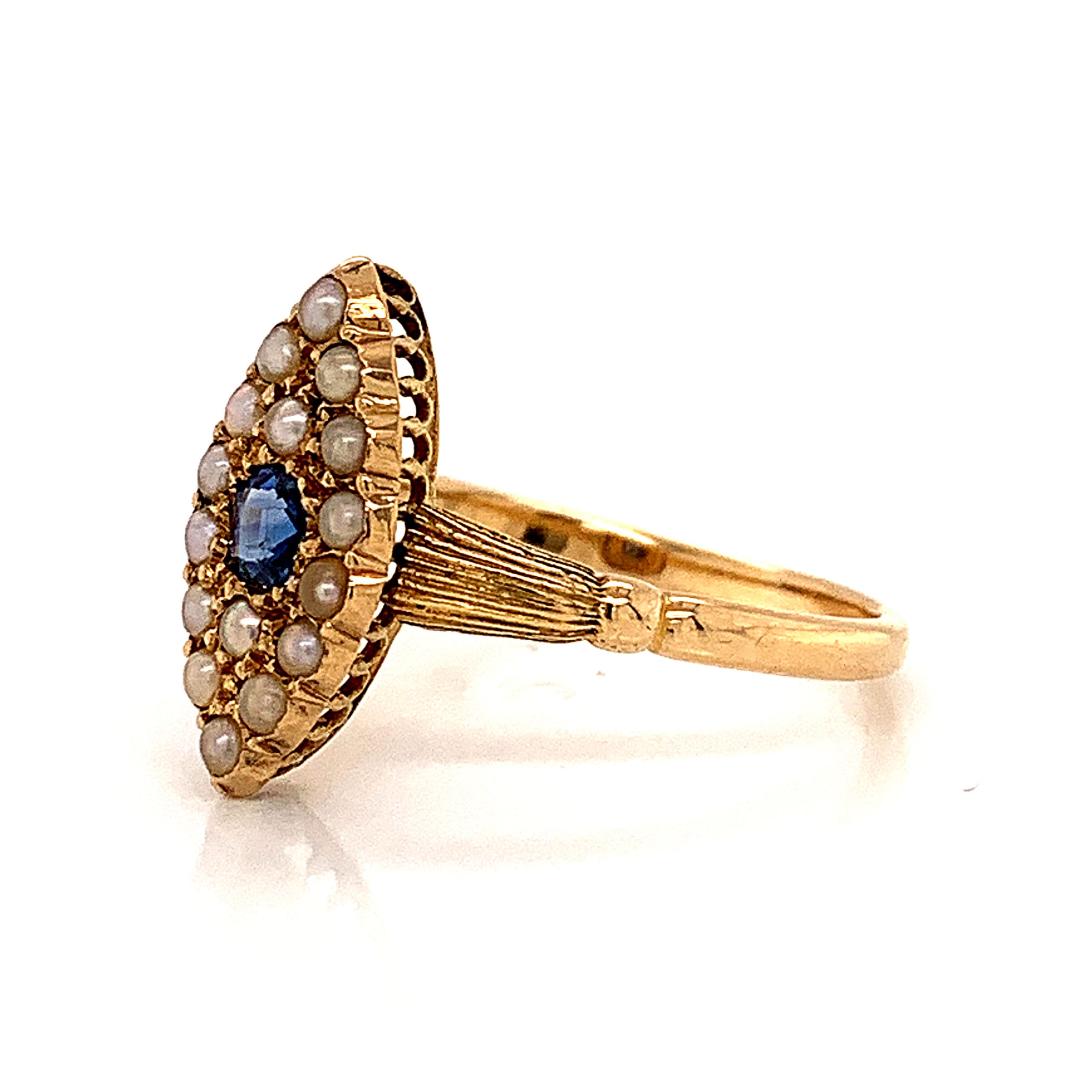 Antique Sapphire and Pearl Ring