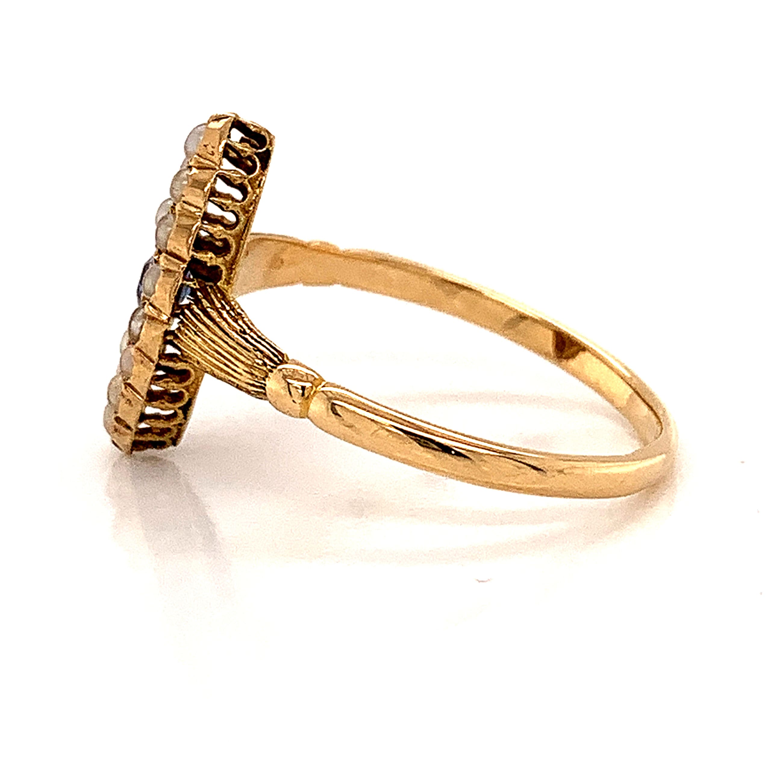 Antique Sapphire and Pearl Ring