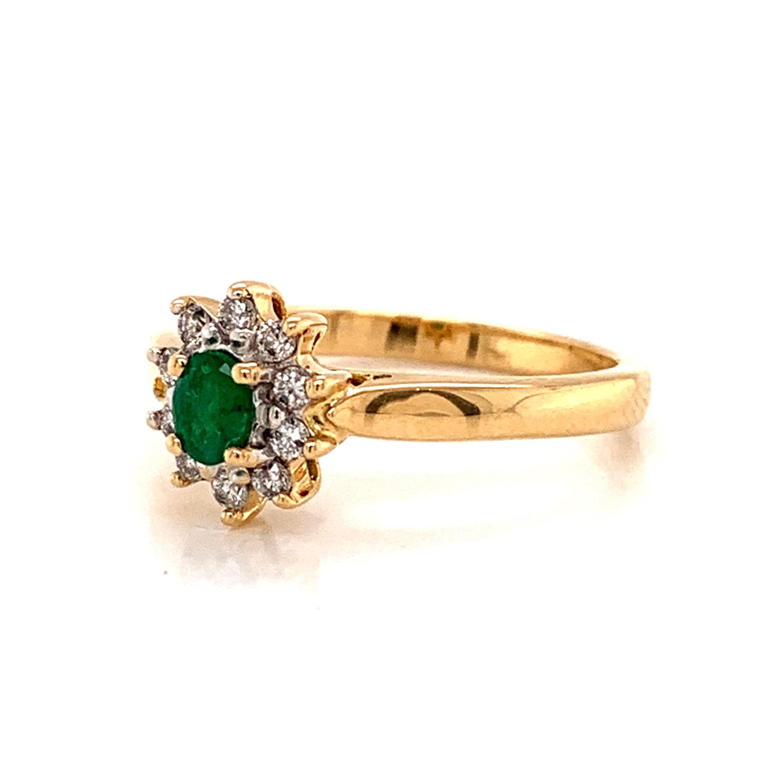 Emerald and Diamond Cluster Ring