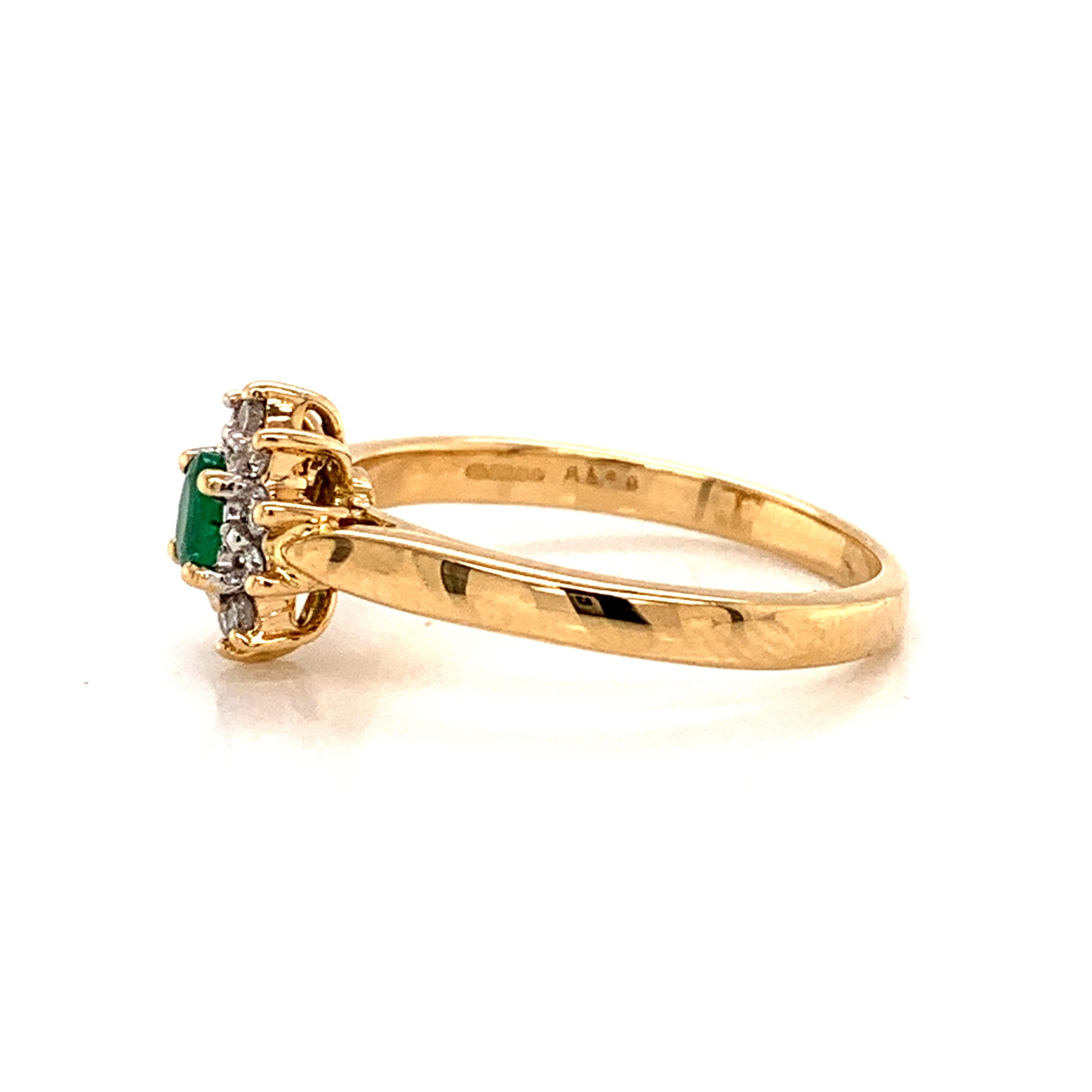 Emerald and Diamond Cluster Ring