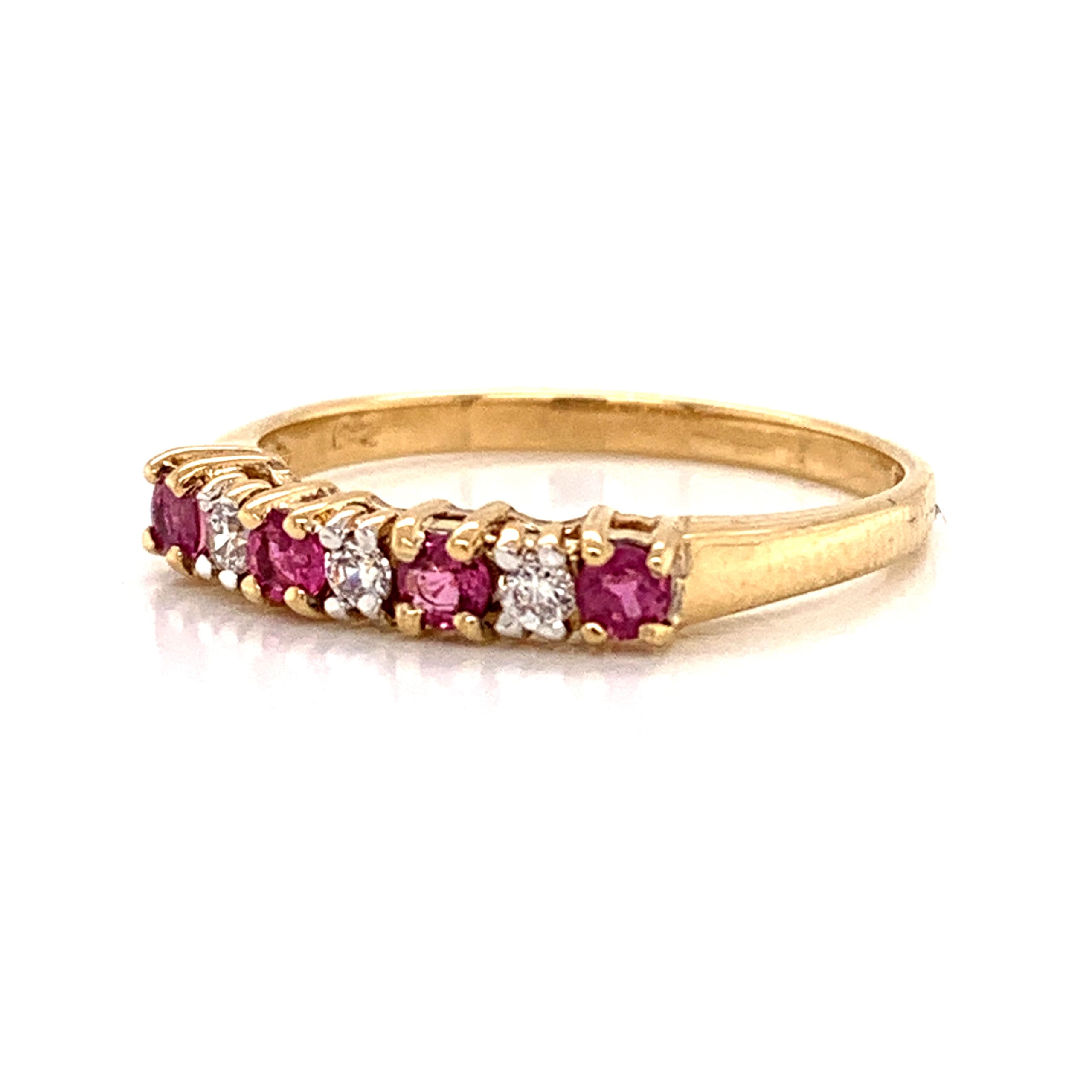 Ruby and CZ Seven Stone Ring