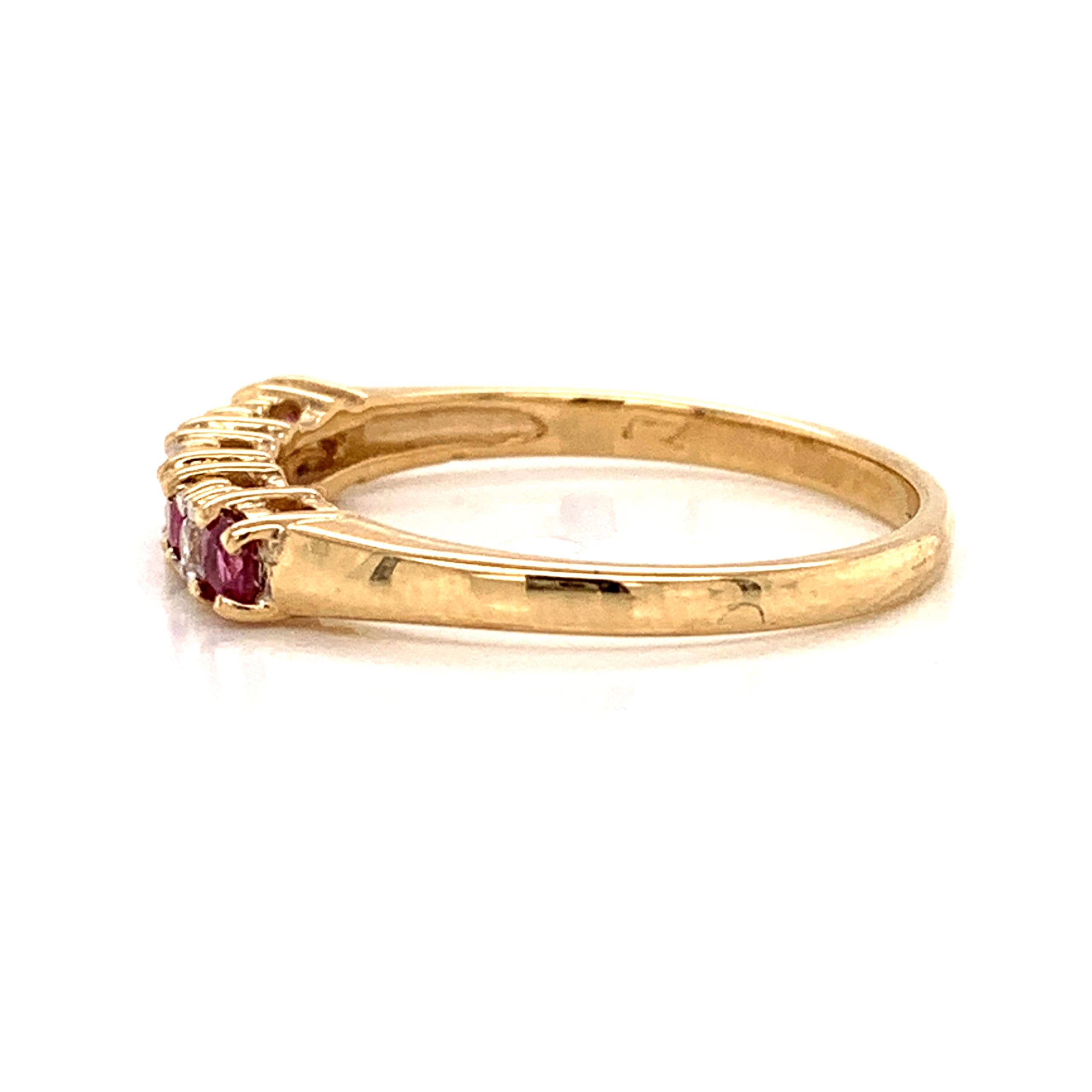 Ruby and CZ Seven Stone Ring
