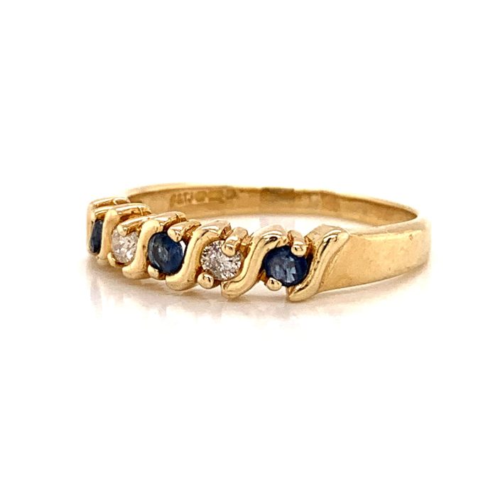 Sapphire and Diamond Five Stone Ring