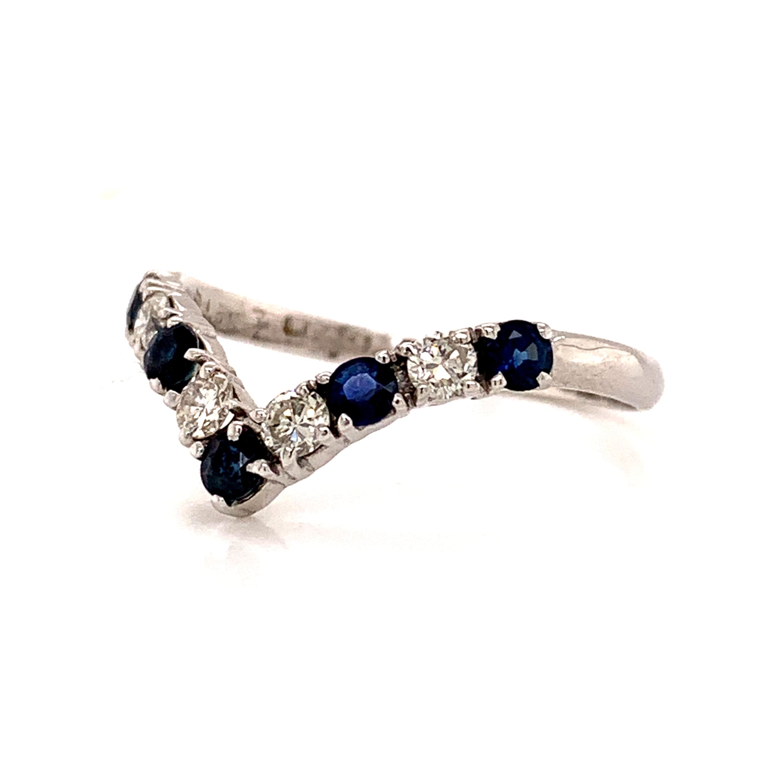 Sapphire and Diamond Wishbone Ring