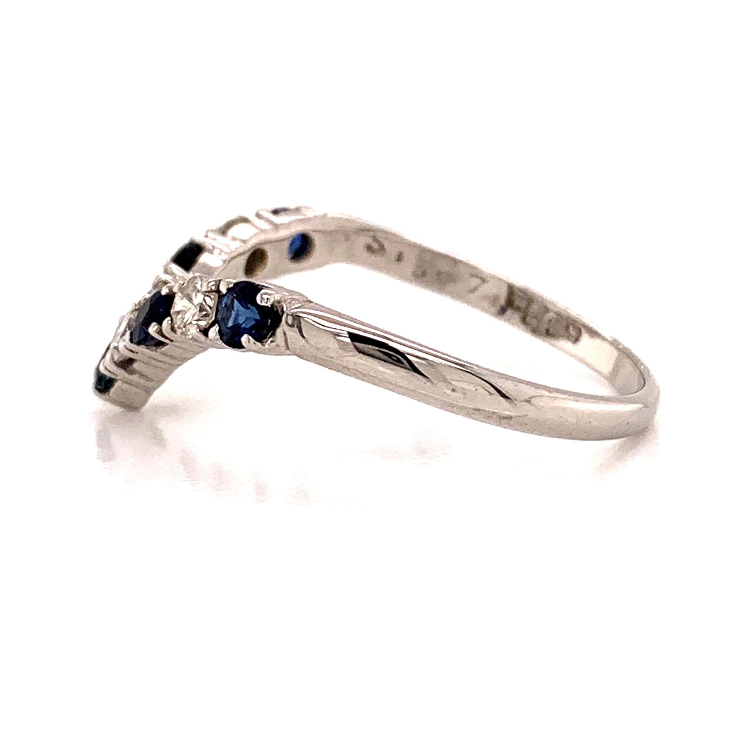 Sapphire and Diamond Wishbone Ring