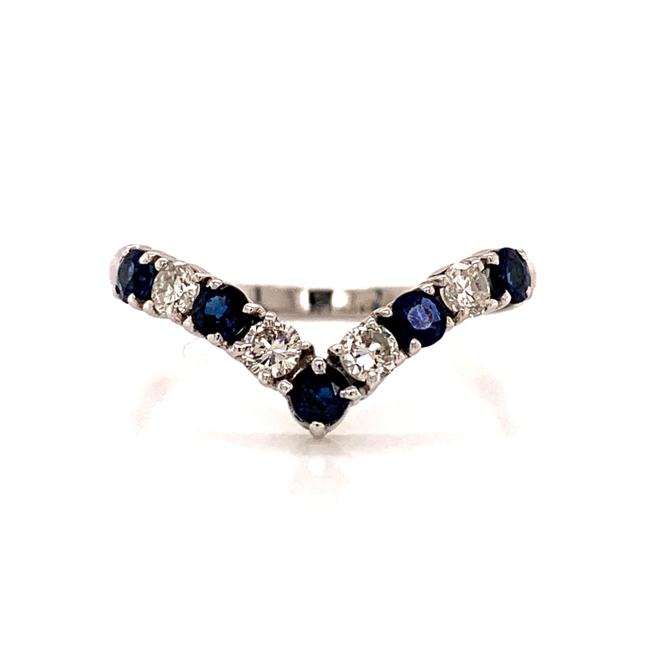 Sapphire and Diamond Wishbone Ring