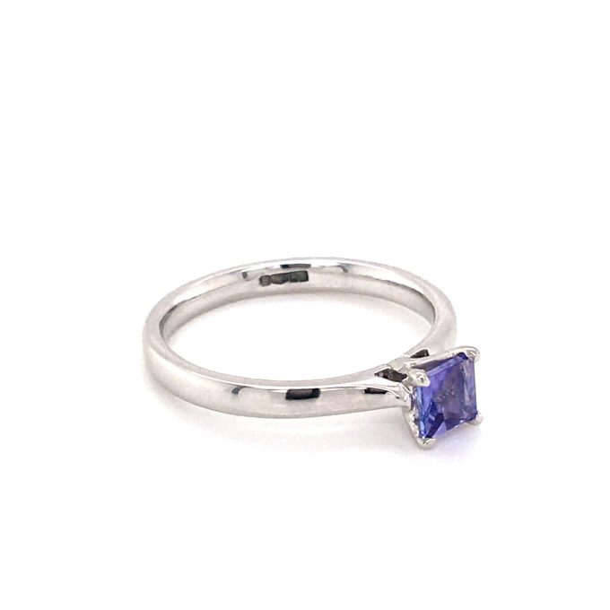Square Cut Tanzanite Solitaire Ring