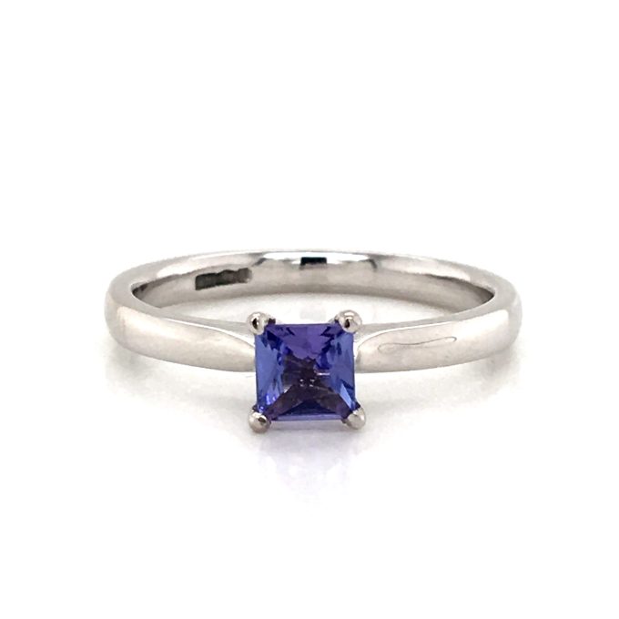 Square Cut Tanzanite Solitaire Ring