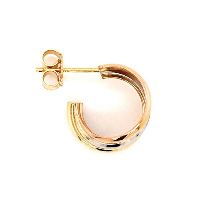 9ct Gold Multi-Tone Hoop Earrings