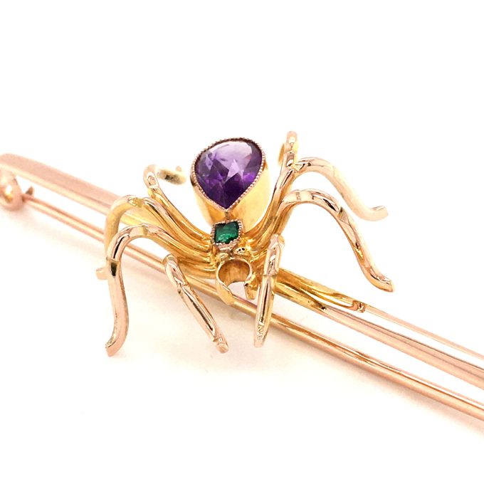 Victorian Gold Spider Bar Brooch