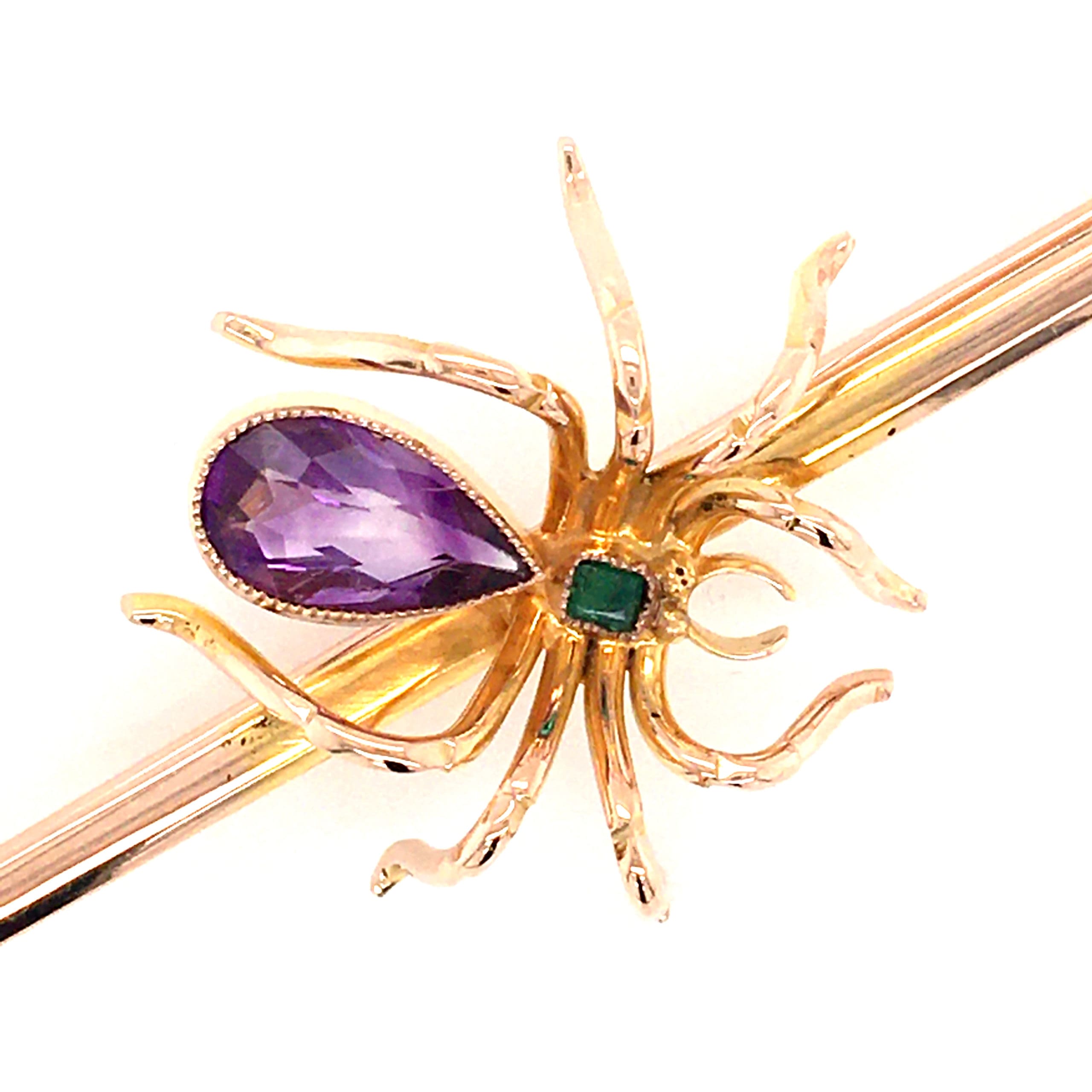 Victorian Gold Spider Bar Brooch