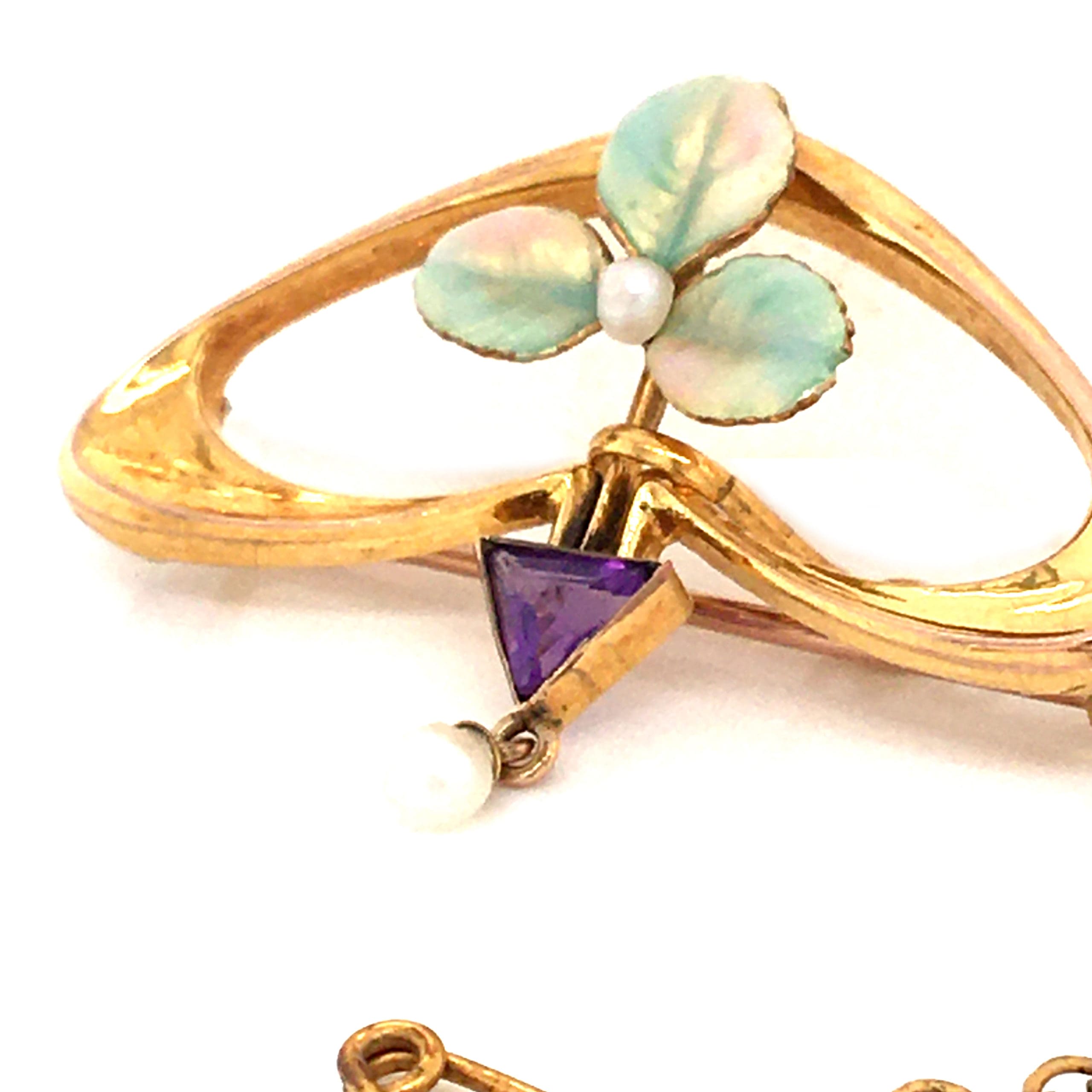 Antique Art Nouveau Clover Leaf Brooch
