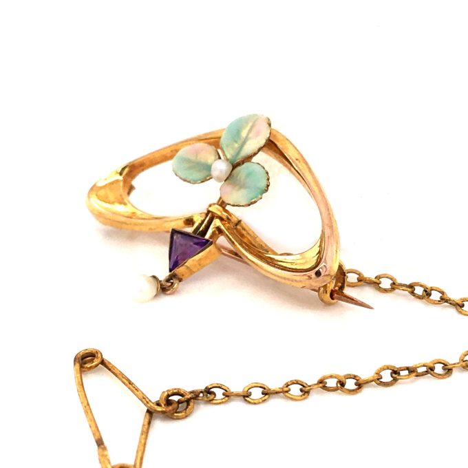 Antique Art Nouveau Clover Leaf Brooch