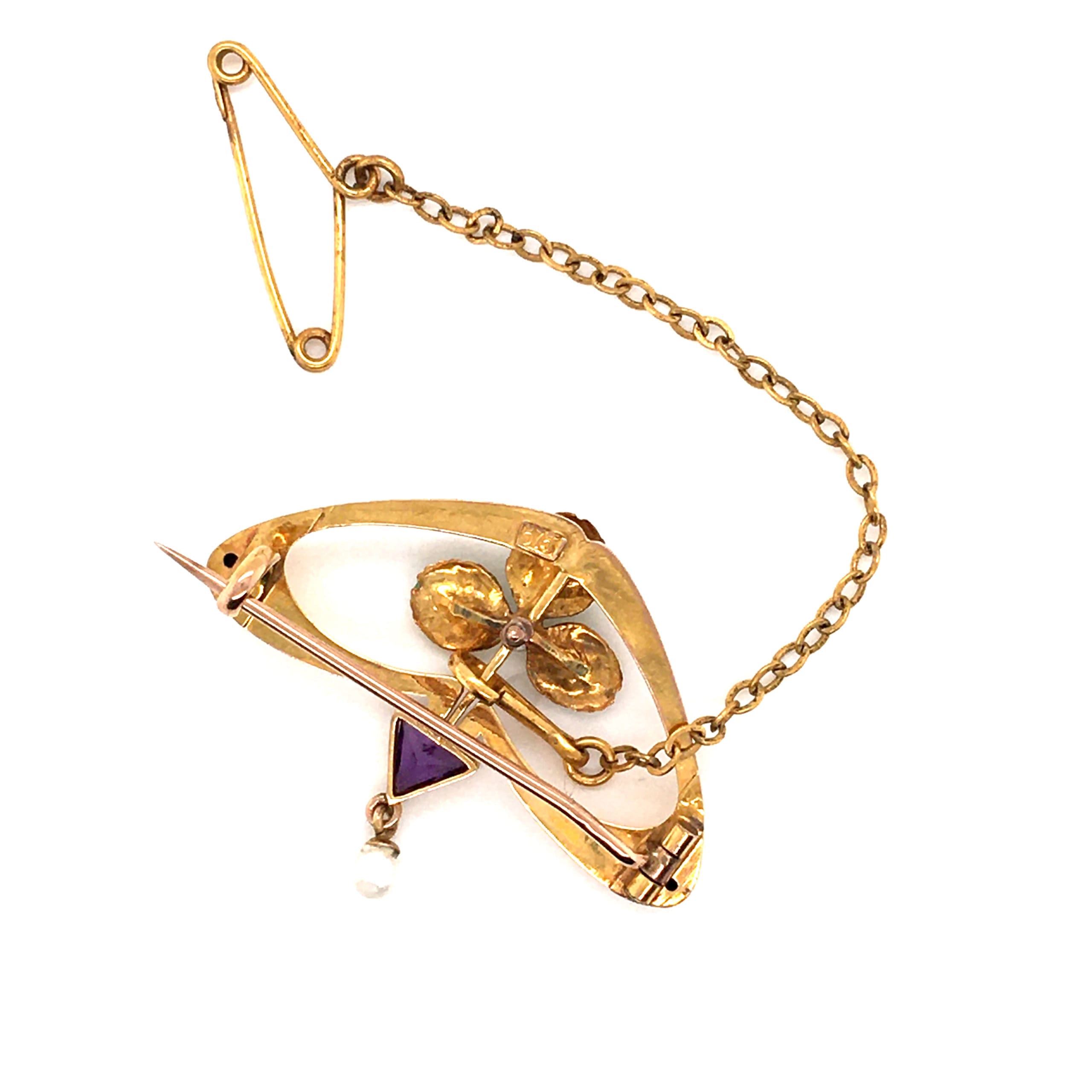 Antique Art Nouveau Clover Leaf Brooch
