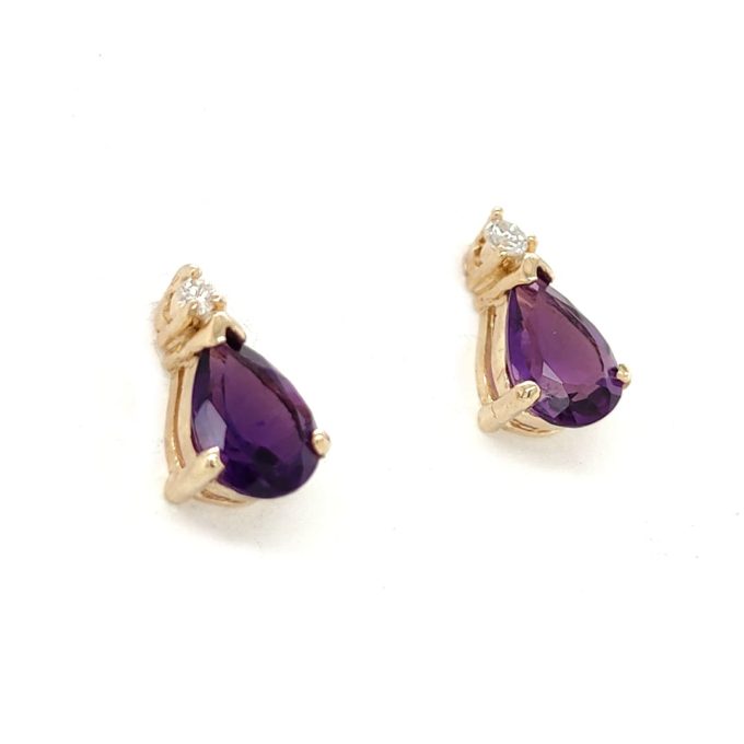 Amethyst and Diamond Stud Earrings