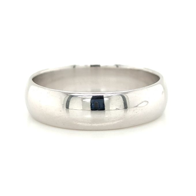 Gents White Gold D Shape Band 6mm