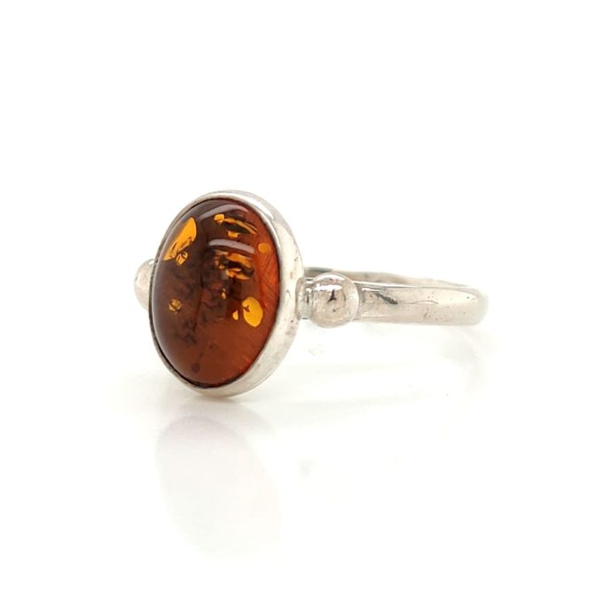 Silver Amber Ring
