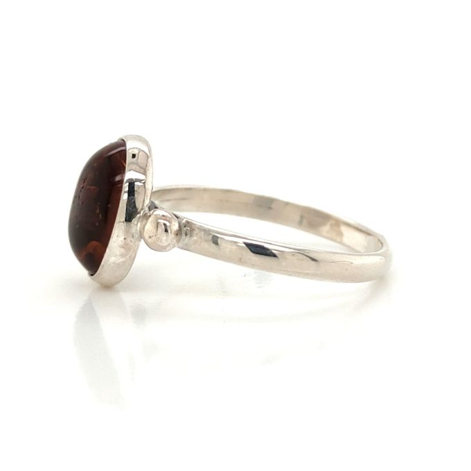 Silver Amber Ring