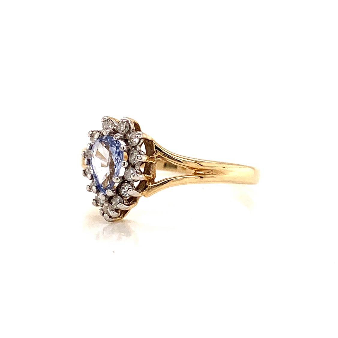 Pear Cut Sapphire and Diamond Ring