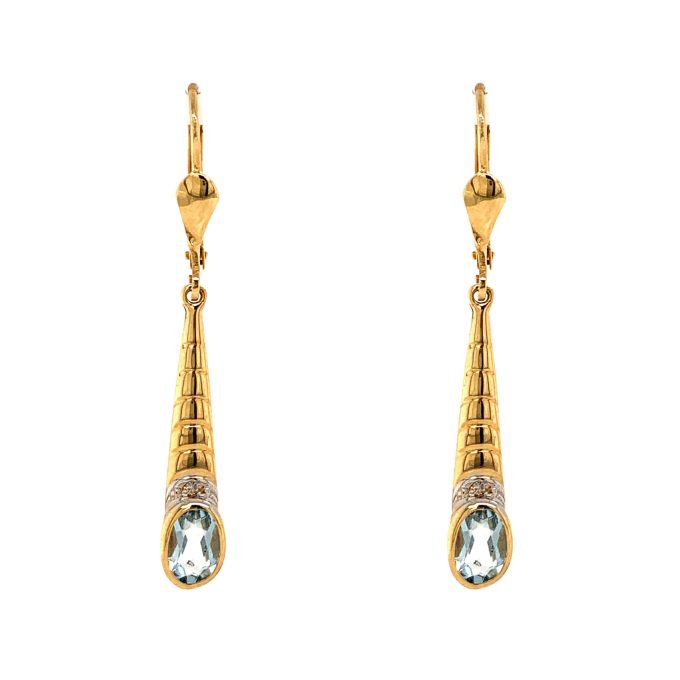 Aquamarine Gold Drop Earrings