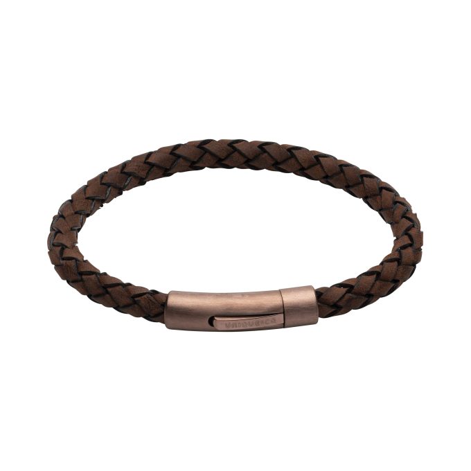 Unique Dark Brown Leather Bracelet - 19cm