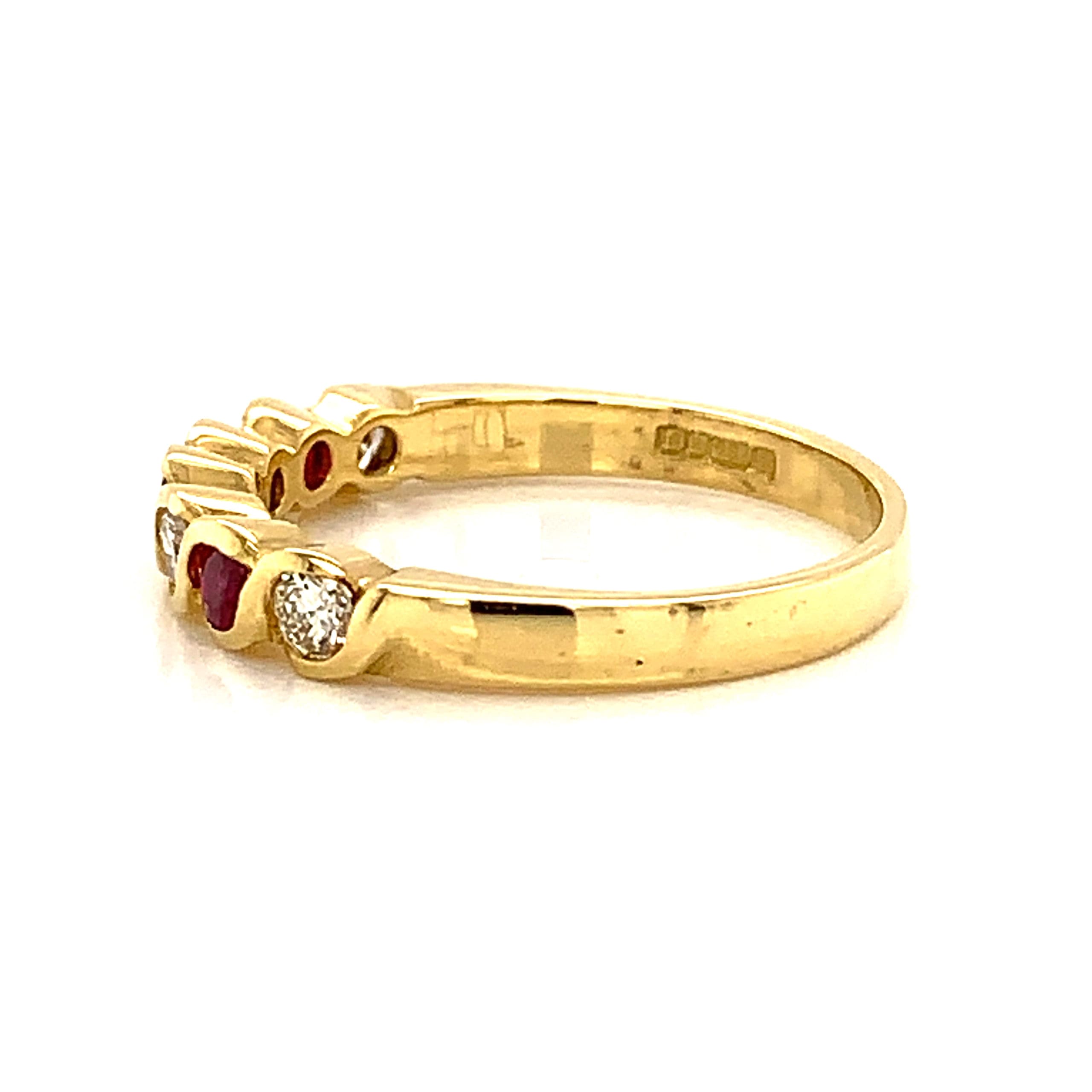Ruby and Diamond Seven Stone Ring