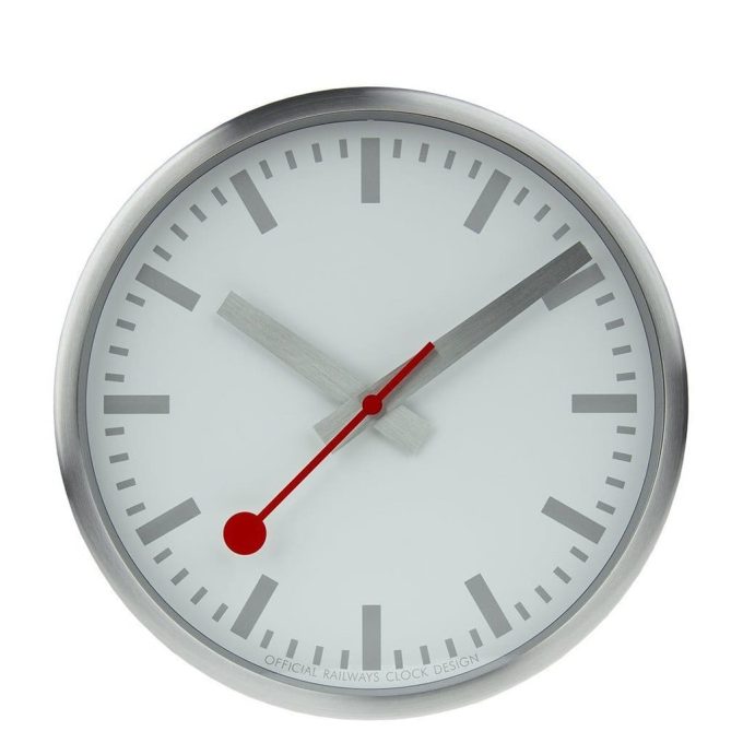 Mondaine Brushed Silver Wall Clock 25cm