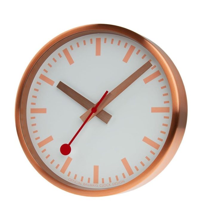 Mondaine Brushed Copper Wall Clock 25cm