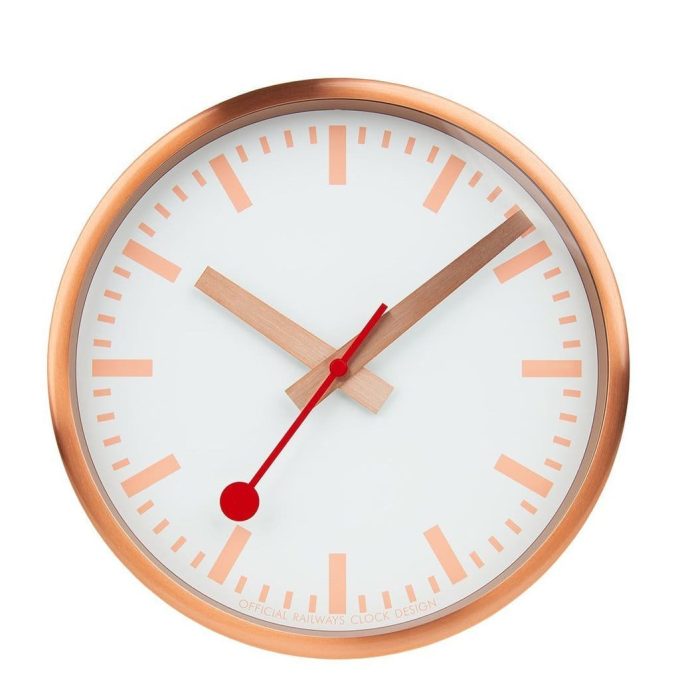 Mondaine Brushed Copper Wall Clock 25cm