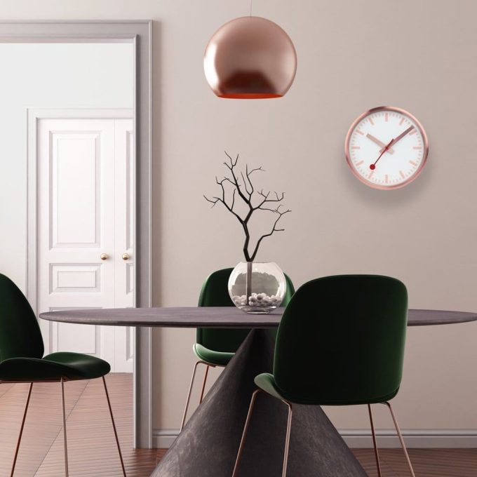 Mondaine Brushed Copper Wall Clock 25cm