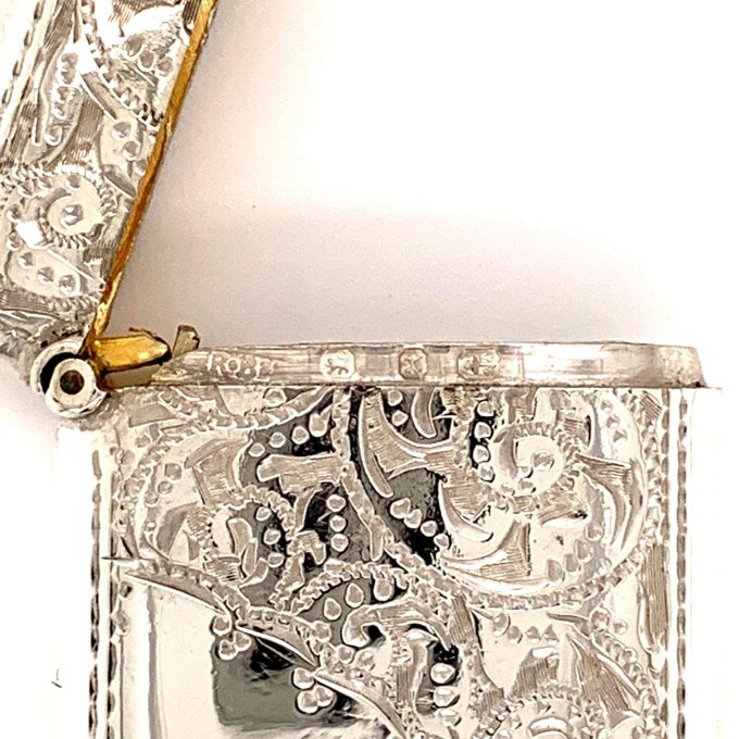 Silver Rectangular Engraved Vesta Case