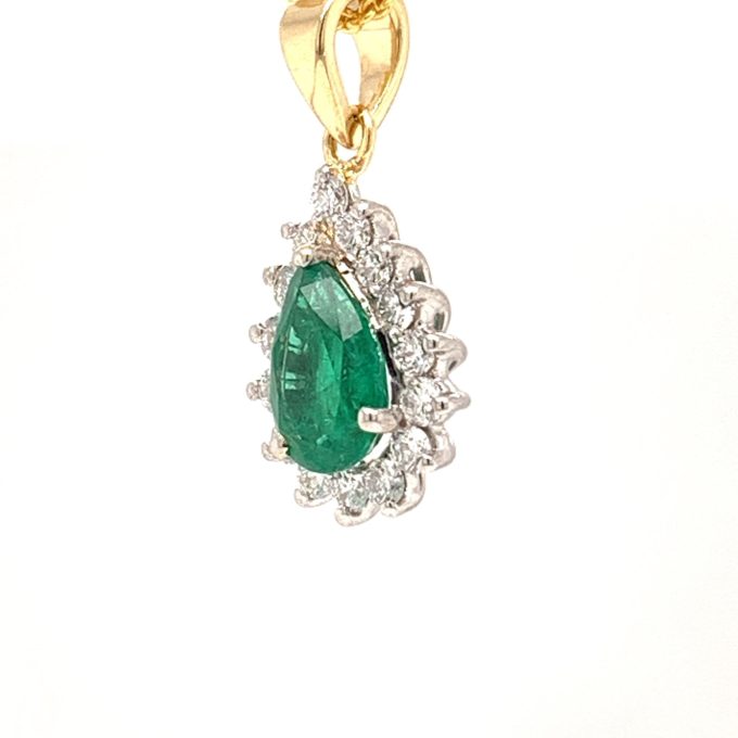 0.75ct Emerald and Diamond Cluster Necklace