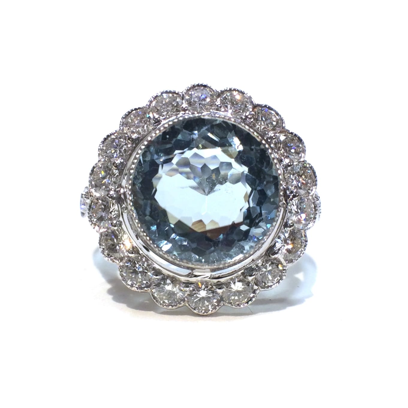 2.25ct Aquamarine Diamond Halo Ring