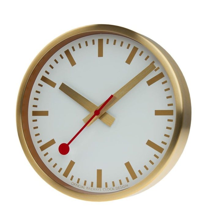 Mondaine Brushed Gold Wall Clock 25cm