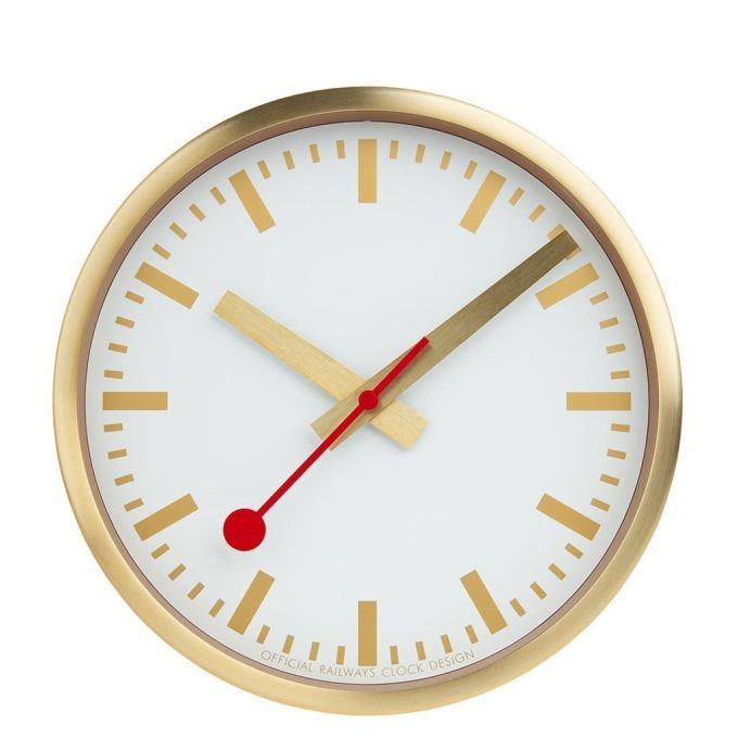 Mondaine Brushed Gold Wall Clock 25cm