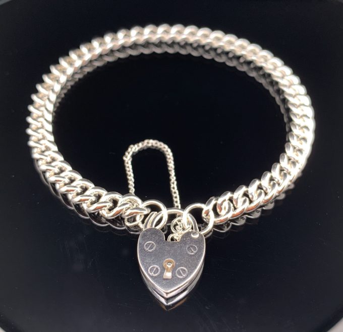 Silver Curb Link Charm Bracelet