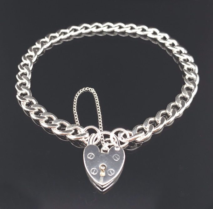 Silver Rolled Curb Link Charm Bracelet