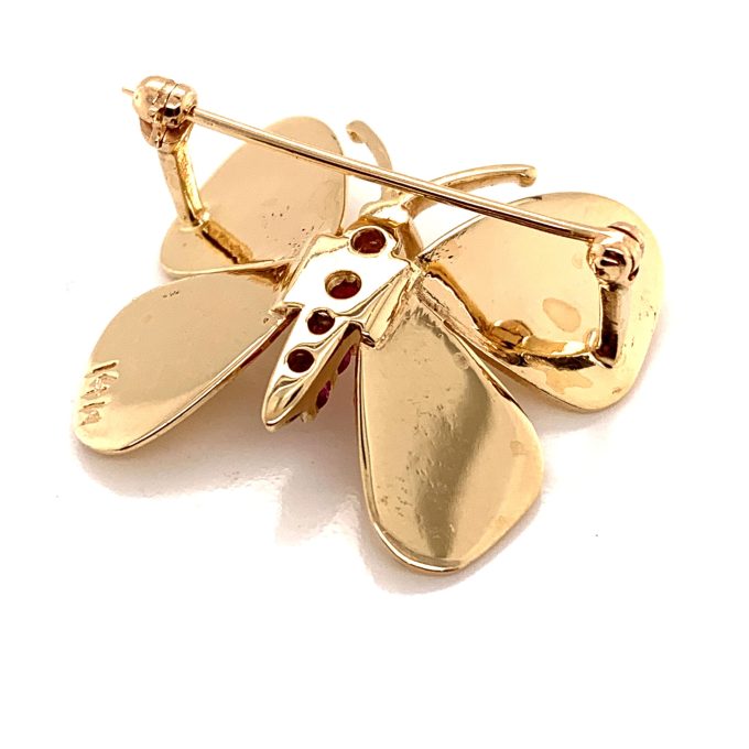 Gold Ruby Butterfly Brooch