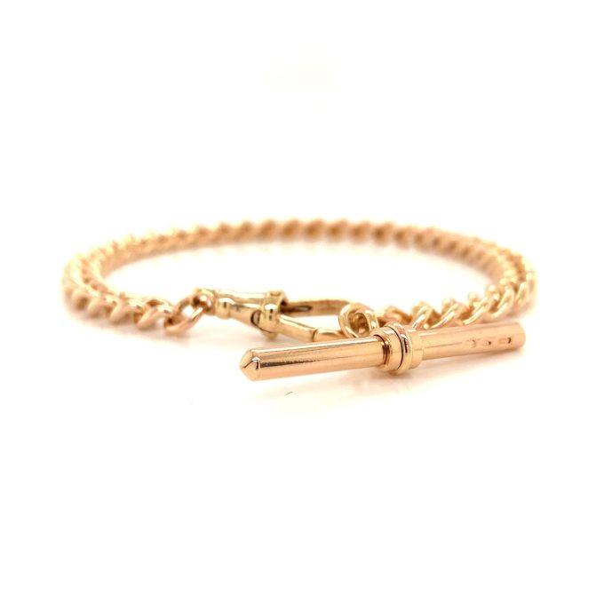 Rose Gold Curb Bracelet with T-Bar