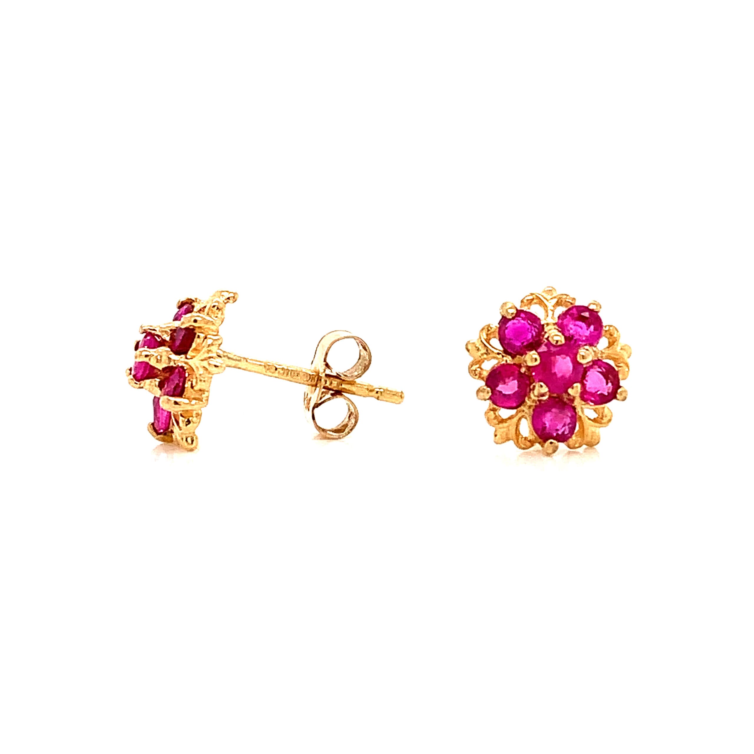 Ruby Cluster Stud Earrings