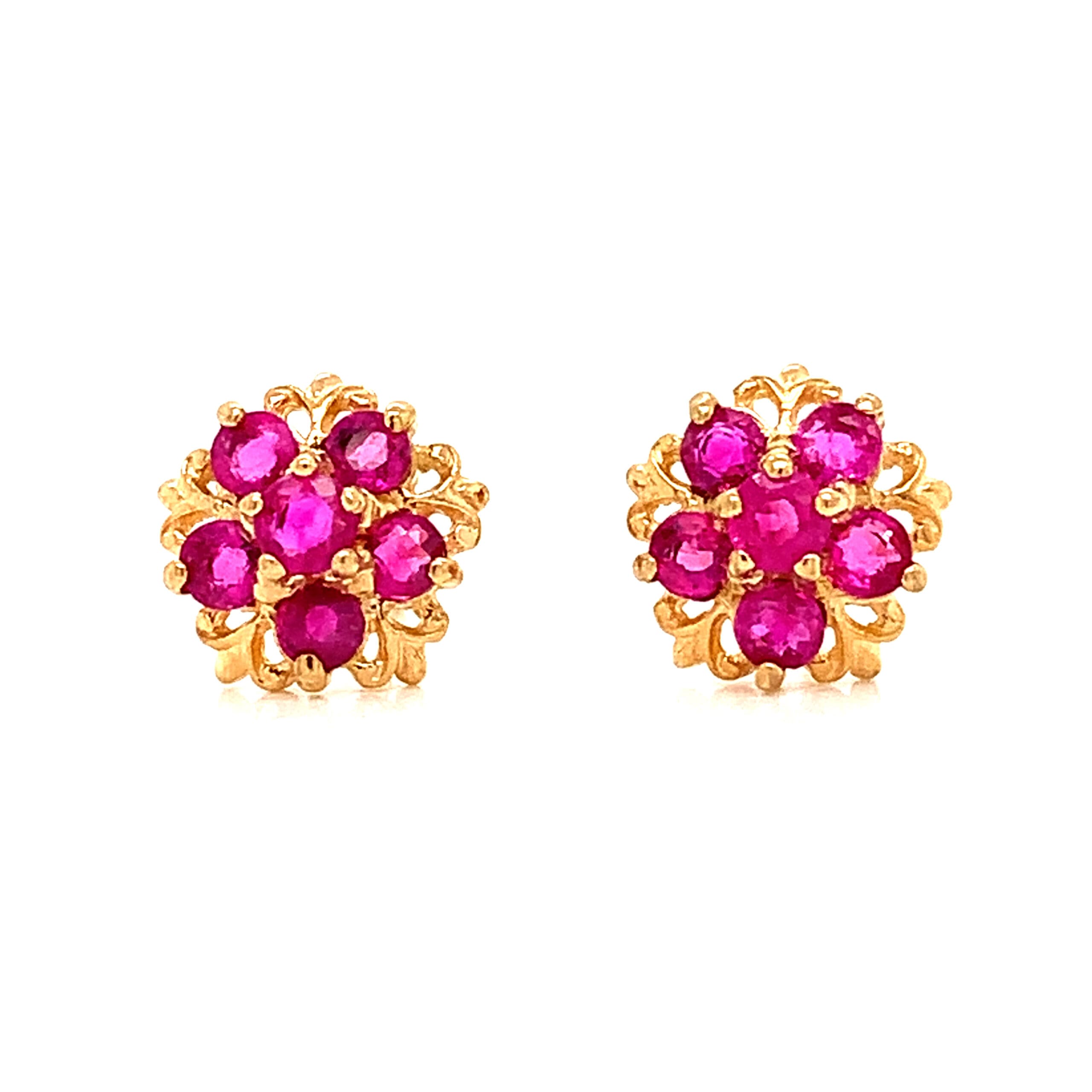 Ruby Cluster Stud Earrings
