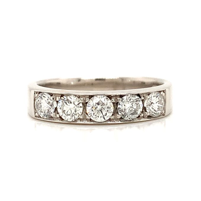 White Gold Five Diamond Ring