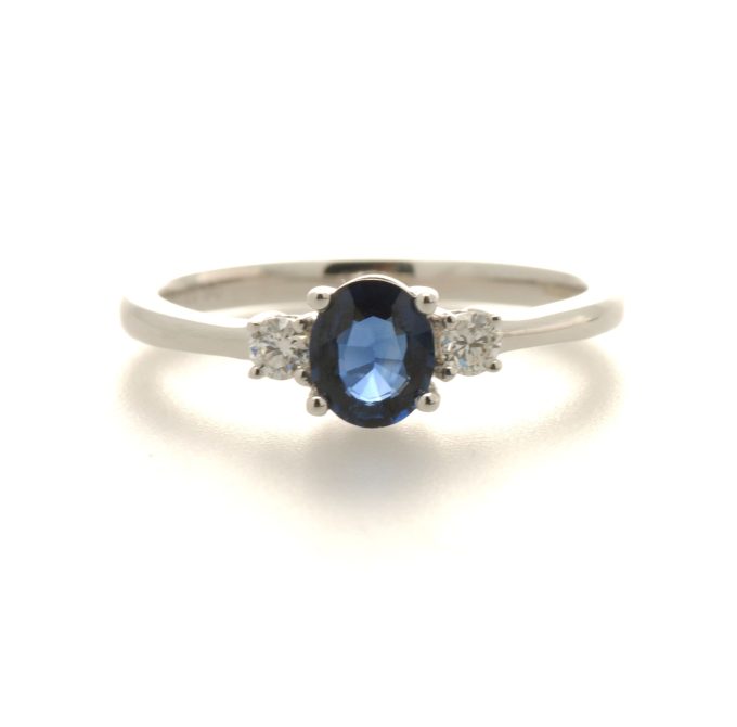 Sapphire and Diamond White Gold Ring