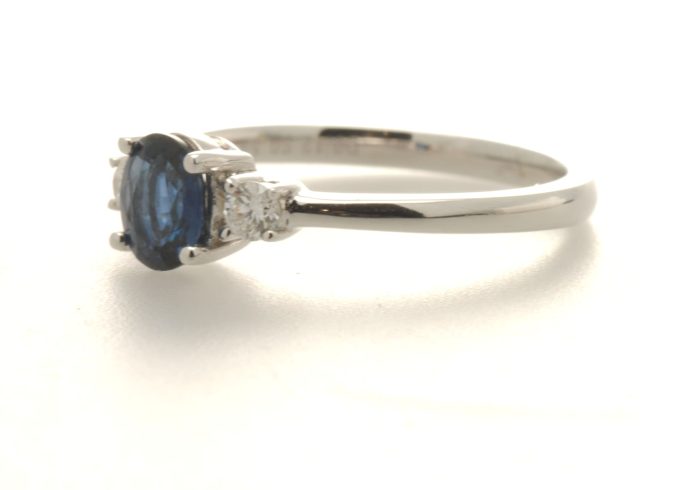 Sapphire and Diamond White Gold Ring