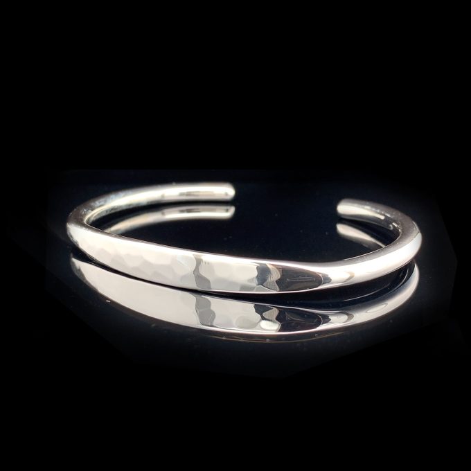 Silver Hammered Torque Bangle