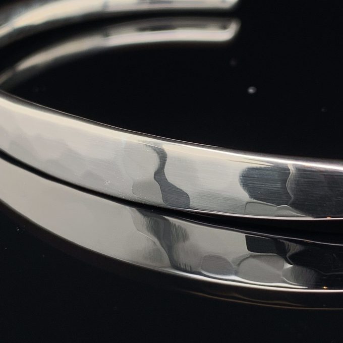 Silver Hammered Torque Bangle