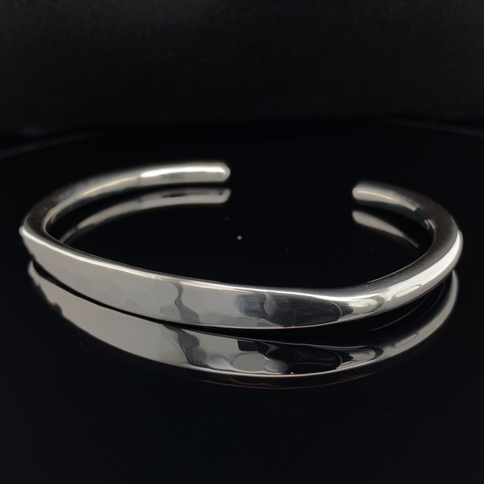 Silver Hammered Torque Bangle