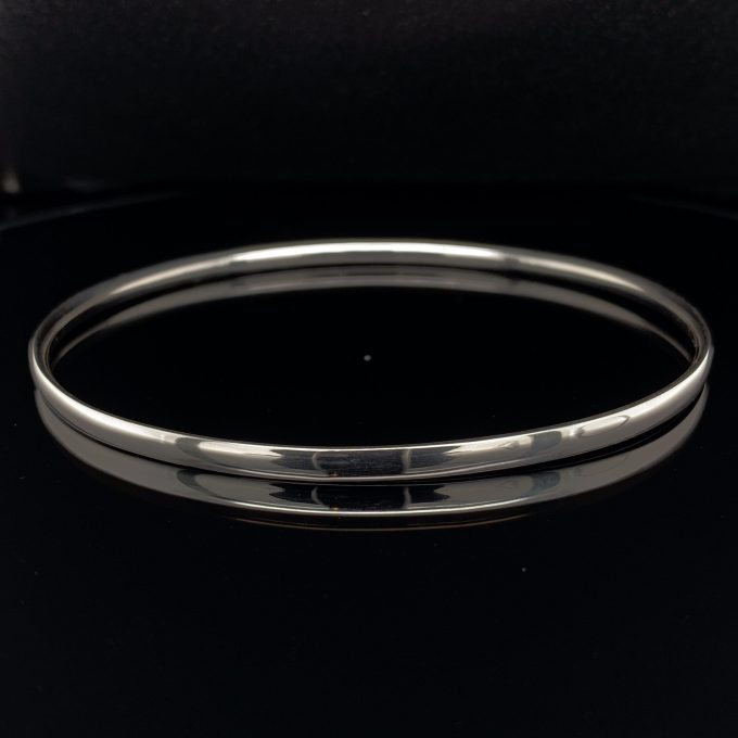 Oval 3mm Silver Wire Bangle