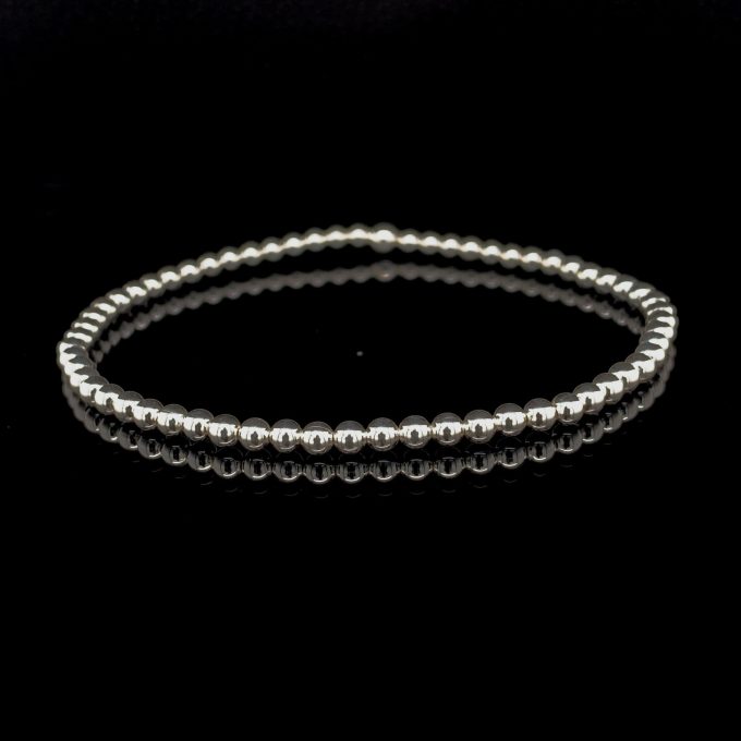 Elastic Silver Bead Bracelet