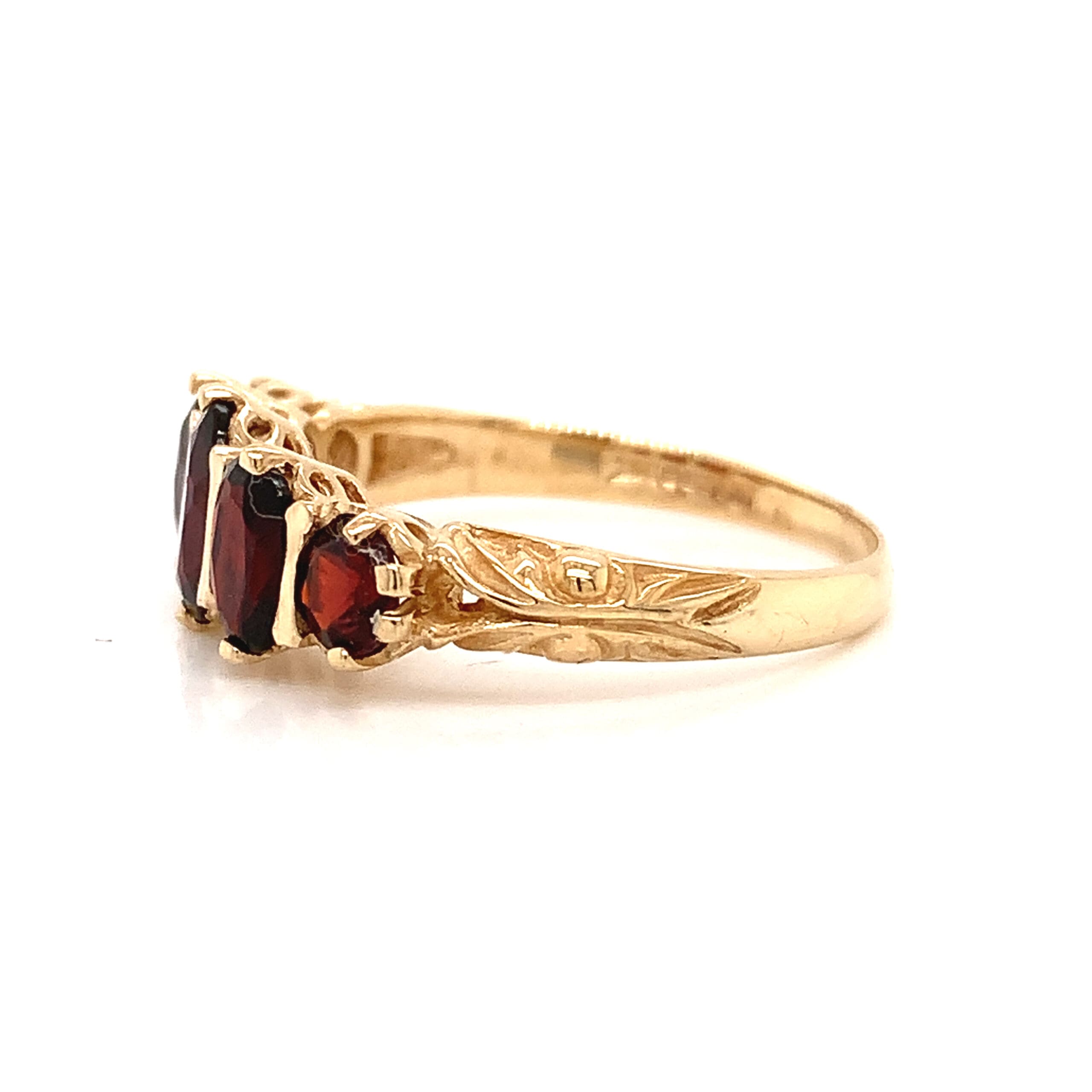 Yellow Gold Five Garnet Ring
